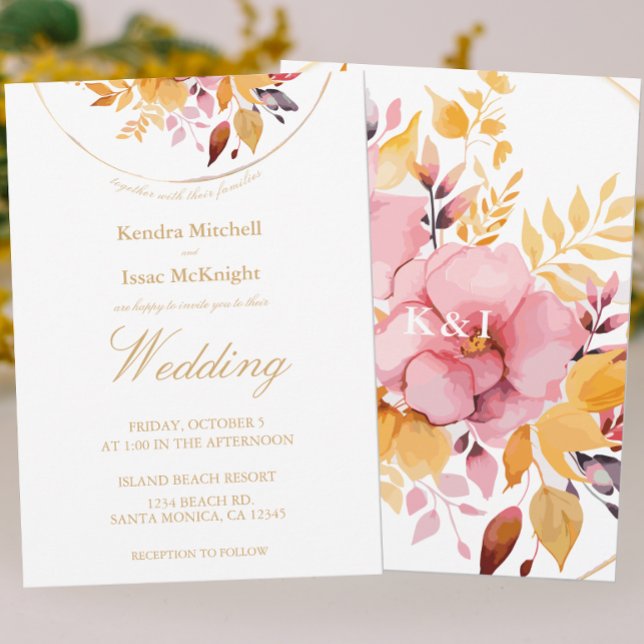 Invitación Boda floral de color amarillo dorado (Subido por el creador)