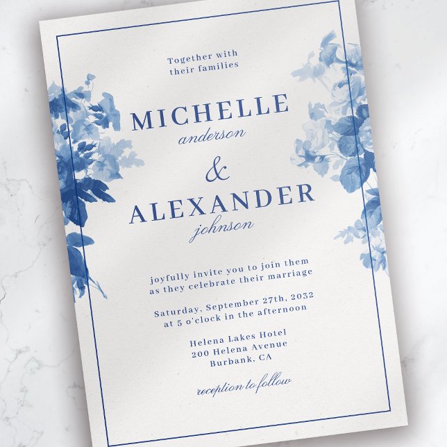 Invitación Boda floral de color azul de China (Subido por el creador)