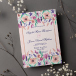 Invitación boda floral de color azul moda violeta verde agua<br><div class="desc">Las invitaciones a la boda son perfectas para cualquier ceremonia elegante y sofisticada. Este exquisito y elegante diseño floral de vigas pintadas a mano es perfecto para una pareja de moda y de diseño. Personalizar este diseño con su propio mensaje e información personalizada. Todos los diseños están impresos.</div>