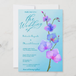 Invitación Boda floral de color azul naranja romántico