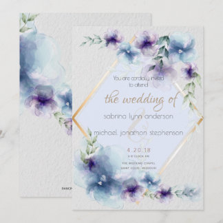 Invitación Boda | Floral de color azul y violeta