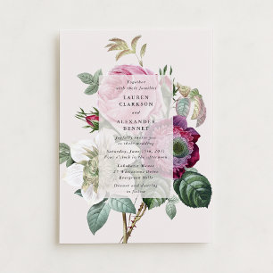 Invitación Boda floral de color blanco roto y botánico