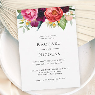 Invitación Boda floral de color de agua de boho ruso