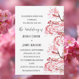 Invitación Boda floral de color de agua de cerezo Sakura
