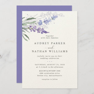 Invitación Boda floral de color de agua de lavanda romántica