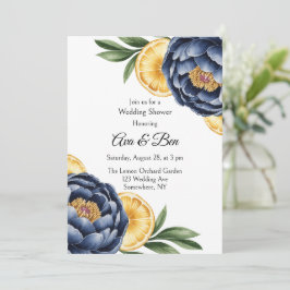 Invitación Boda floral de color de agua de peonía de marina