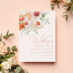 Invitación Boda floral de color de agua de primavera