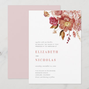 Invitación Boda floral de color de agua elegante de Rubor