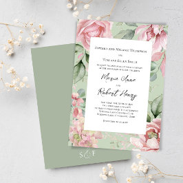 Invitación Boda floral de color de agua rosa Rubor