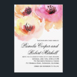 Invitación Boda floral de color de agua rosa y rosa<br><div class="desc">Las bonitas acuarelas, en tonos vivos de rosa y melocotón con un toque de amarillo, son una excelente elección para las bodas de primavera, verano o otoño. Mostrado aquí con un diseño de texto contemporáneo, edite el texto de ejemplo con los detalles de su boda. Puede cambiar la redacción para...</div>