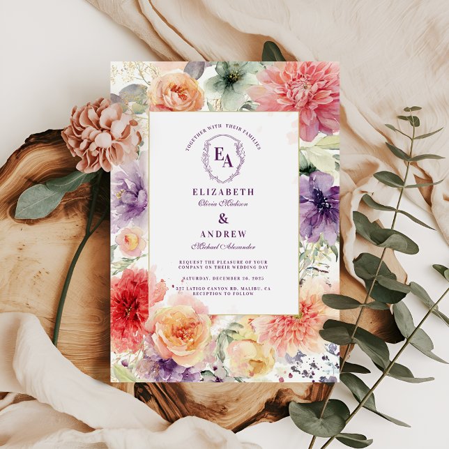 Invitación Boda Floral de color de jardín acuático (Subido por el creador)