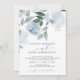 Invitación Boda floral de color gris azul turbio (Anverso)