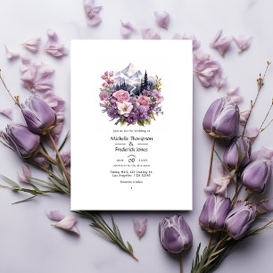 Invitación Boda floral de color malva de montaña
