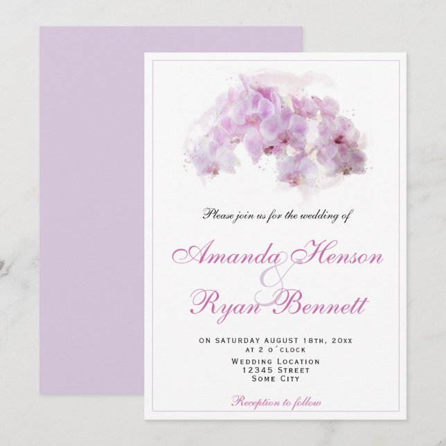 Invitación Boda floral de color naranja rosa (Anverso / Reverso)