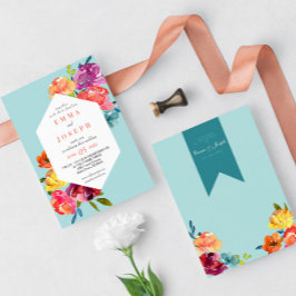 Invitación Boda floral de color pastel de verano brillante I