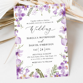 Invitación Boda floral de color púrpura moderno