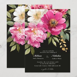 Invitación Boda floral de color rosa y blanco