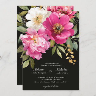 Invitación Boda floral de color rosa y blanco
