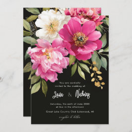 Invitación Boda floral de color rosa y blanco