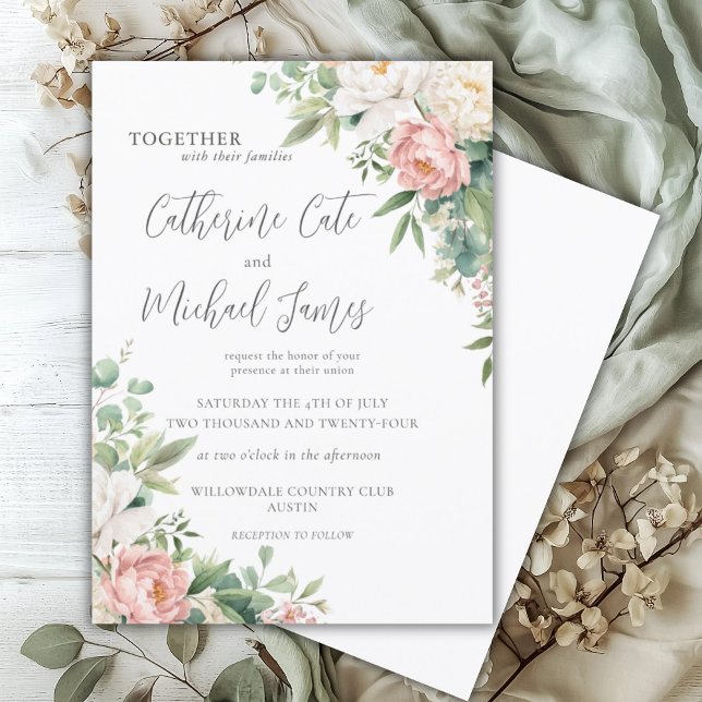 Invitación Boda floral de color rosa y blanco (Subido por el creador)