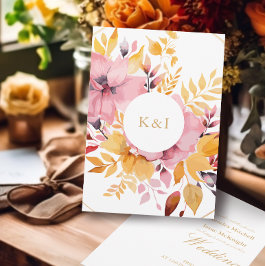 Invitación Boda floral de color rosa y crema romántica