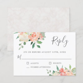 Invitación Boda floral de color rosa y de color rosa RSVP