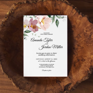 Invitación Boda floral de color rosa y malva