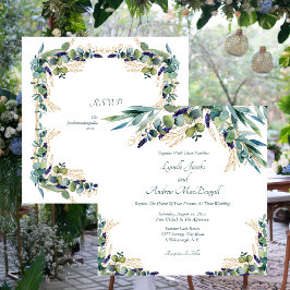 Invitación Boda floral de color verde azul veraniego