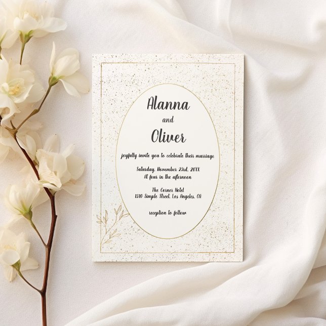 Invitación Boda floral de confeti dorado blanco de lujo (Luxury white gold confetti floral Wedding )