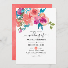 Invitación Boda Floral de Coral y Fandango