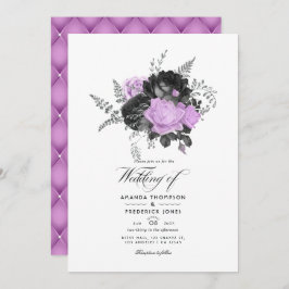 Invitación Boda floral de cosecha negra y lagíaca
