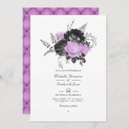 Invitación Boda floral de cosecha negra y lagíaca