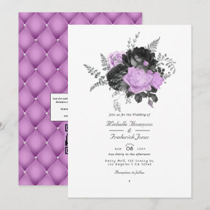 Invitación Boda floral de cosecha negra y lagíaca