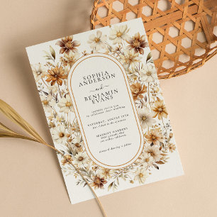 Invitación Boda Floral de Cream Boho