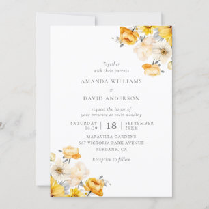 Invitación Boda floral de crema amarilla
