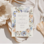 Invitación Boda floral de crema azul turbio<br><div class="desc">Presentamos la invitación nupcial perfecta para la pareja romántica y soñadora, nuestra polvorienta invitación floral azul y crema! Esta exquisita invitación se caracteriza por sus delicadas flores acuáticas en tonos azules y crema, creando un aspecto suave y elegante que le dará el tono a su día especial. El elegante tipo...</div>