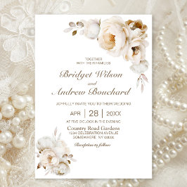 Invitación Boda floral de crema rústica
