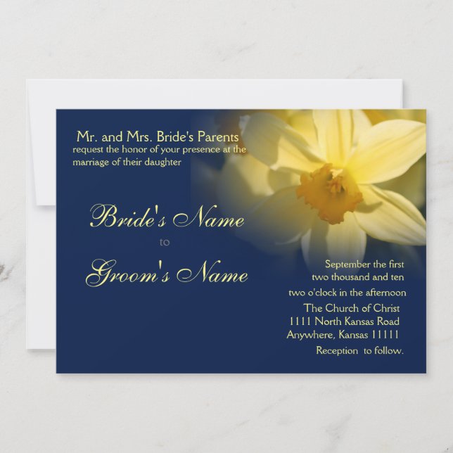 Invitación Boda floral de Daffodils (Anverso)
