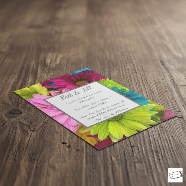 Invitación Boda floral de Daisies coloridos (Subido por el creador)