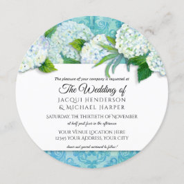 Invitación Boda floral de Damask Hydrangea Aqua