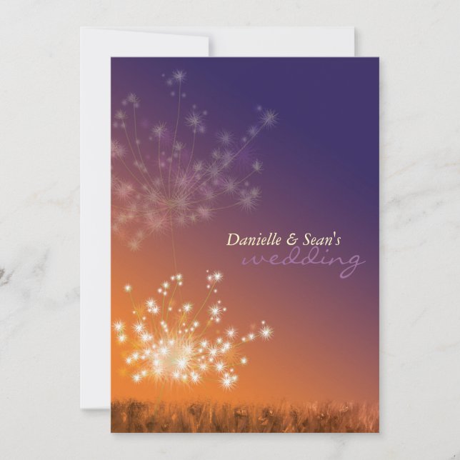 Invitación Boda floral de Dandelions Sunset (Anverso)