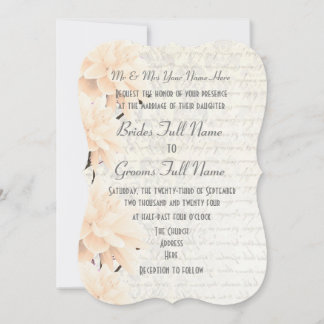 Invitación boda floral de durazno pálido pálido pastel de bon