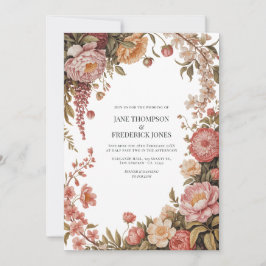 Invitación Boda floral de dusty sage, melocotón suave y arena