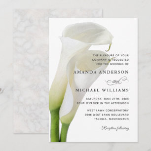 Invitación Boda floral de elegantes lirios de calla blancos