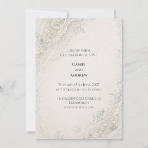 Invitación Boda Floral de Encaje Vintage