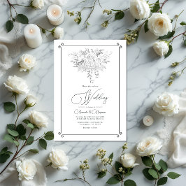 Invitación Boda floral de encaje vintage Código QR