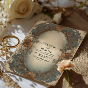 Invitación Boda floral de estilo Art Nouveau victoriano