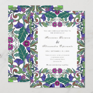 Invitación Boda floral de estilo Art Nouveau vintage