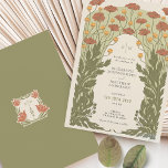 Invitación Boda floral de estilo Art Nouveau vintage naranja<br><div class="desc">Los huéspedes podrán sumergirse en la exquisita elegancia de esta boda inspirada en el Art Nouveau y el Art Deco. Diseñados con delicada atención a los detalles adornos característicos de estos tiempos inmemoriales, estos florales de temática vintage son una expresión de refinada sofisticación. Una armoniosa paleta de colores Naranjas forma...</div>
