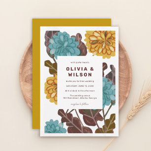 Invitación Boda floral de estilo moderno de bisutería con ton